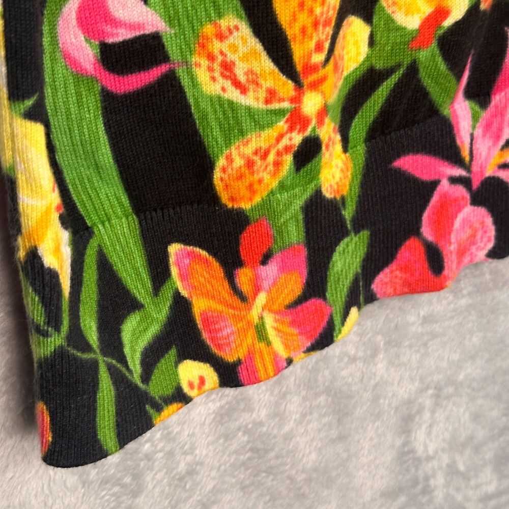 Lands End Floral Cardigan Sweater Size Large - Picture 3 of 10